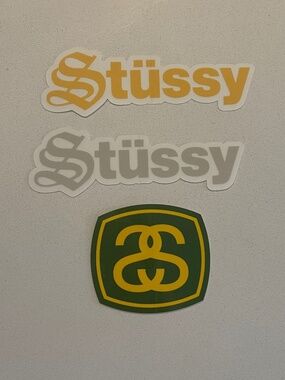 NEW lot of 3 STUSSY sticker yellow white logo